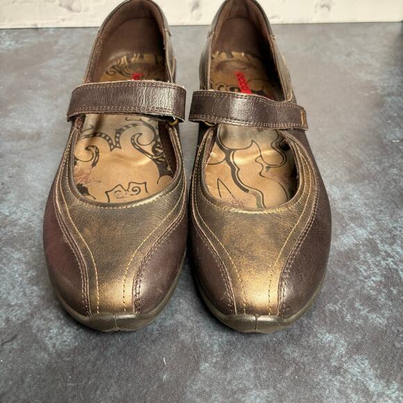 Ecco Cloud Mary Jane Flat Comfort Shoes Bronze and Brown Size 41, US 10 - Picture 3 of 7